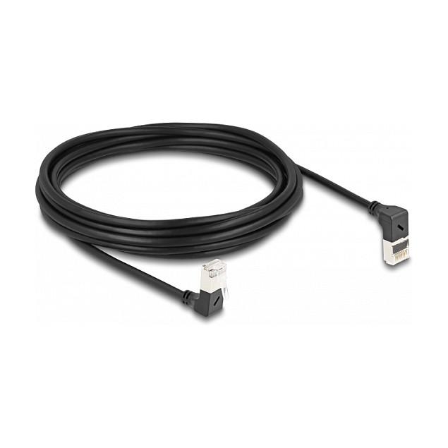 Kabllo për Rrjet DeLOCK 80296, RJ45 në RJ45, Cat.6A S/FTP Slim, 90° lart dhe poshtë, 5 m - Zezë