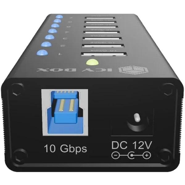 Hub USB ICY BOX IB-AC618a, 7x USB-A 3.2 Gen 2, 10 Gbps, 1 PortĂ« pĂ«r Karikim, Korpus Alumini â ZezĂ« - 2