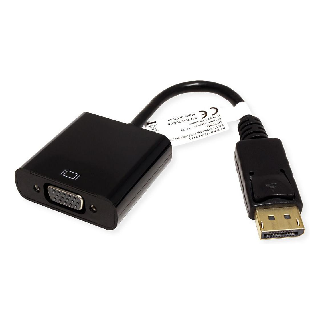 Adapter VGA VALUE 12.99.3136 / DisplayPort Male në VGA Female / 1920 × 1080 @60 Hz / 0.15 m - Zezë - 3