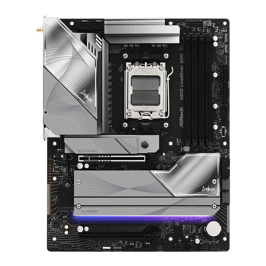 Pllakë Amë ASRock X870 LiveMixer WiFi / AMD AM5 / X870 / DDR5 / ATX / Wi-Fi 7 / 2.5GbE LAN - 3