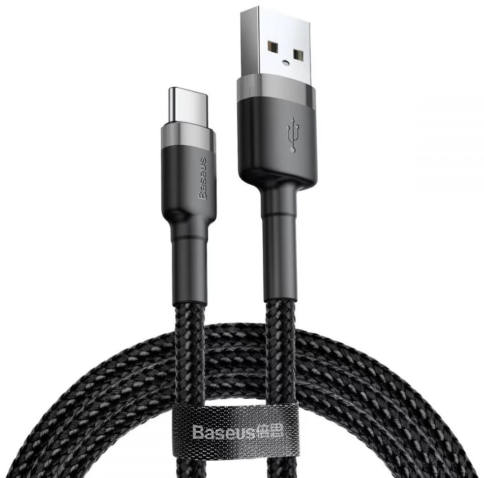Kabllo USB Baseus Cafule CATKLF-CG1, USB-A në USB-C, 2m, USB 2.0, 2A, Quick Charge - Zezë/Hiri - 2