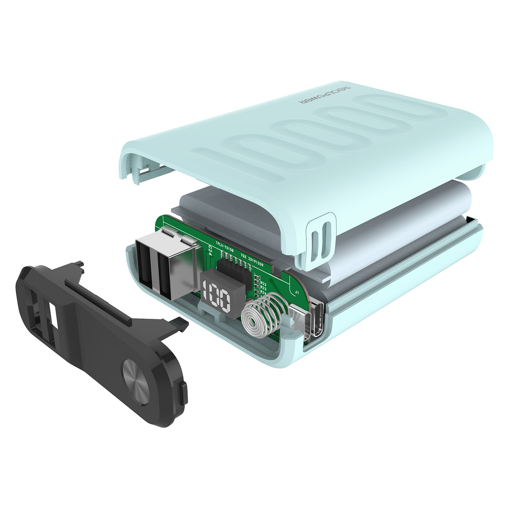 Powerbank RealPower B-10000PD+ Nutopia / 10000mAh / USB-C + 2x USB-A / 22.5W / Power Delivery – Blu - 5