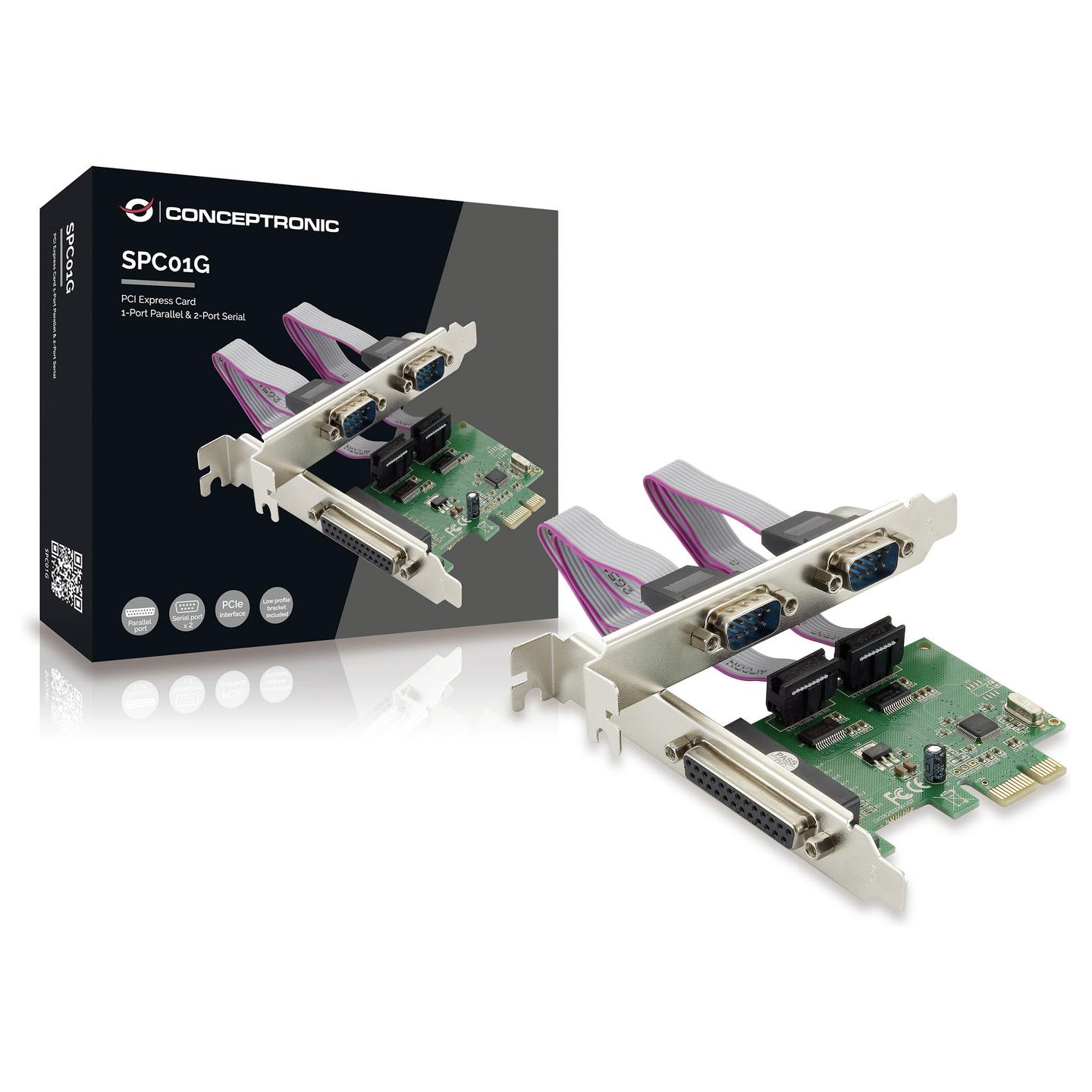 Kartë Zgjerimi Conceptronic SPC01G, PCI Express x1, 2x Serial RS-232 DB9 + 1x Paralel DB25, Low Profile - 2