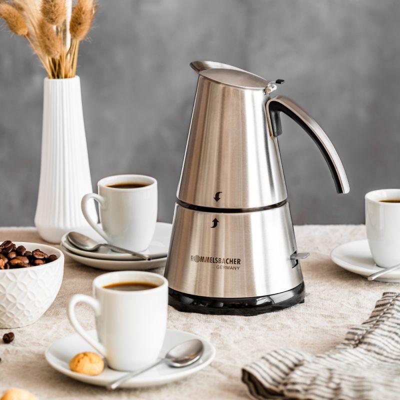Makinë Elektrike për Espresso ROMMELSBACHER EKO 364/E, 365W, 2–4 Filxhanë, 250ml, Çelik Inox – Argjend - 2