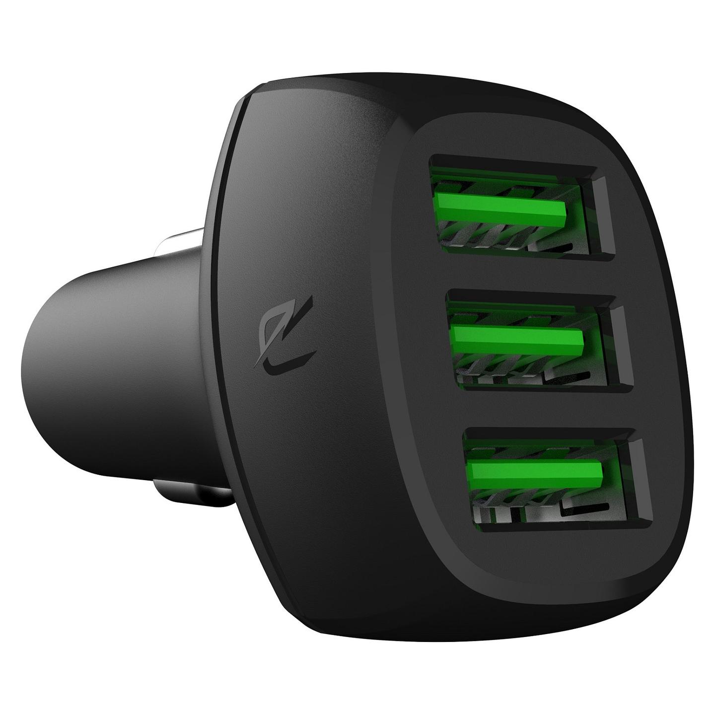 Adapter telefoni për veturë Green Cell CADGC01 / 54W / 3x USB-A / Ultra Charge / 12–24V - Zezë - 2