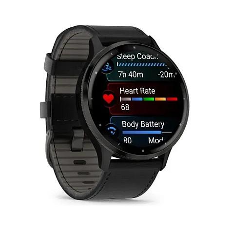 Orë e mençur Garmin Venu 3, 45mm, AMOLED, GPS, 8GB, Rrip Lëkure – Zezë/Hiri - 3