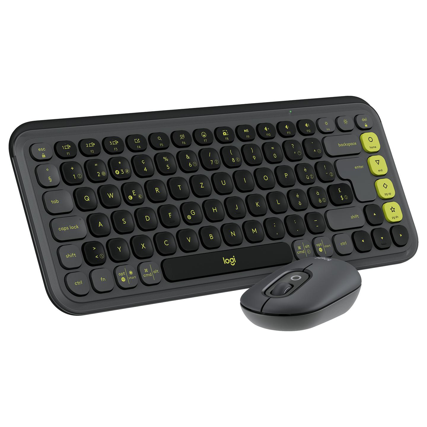 Combo (Tastierë & Maus) Logitech POP Icon Combo, Wireless, Scissor, Mini, QWERTZ CH, POP Mouse, 400DPI, 3 Butona, Bluetooth - Grafit/Gjelbër - 3