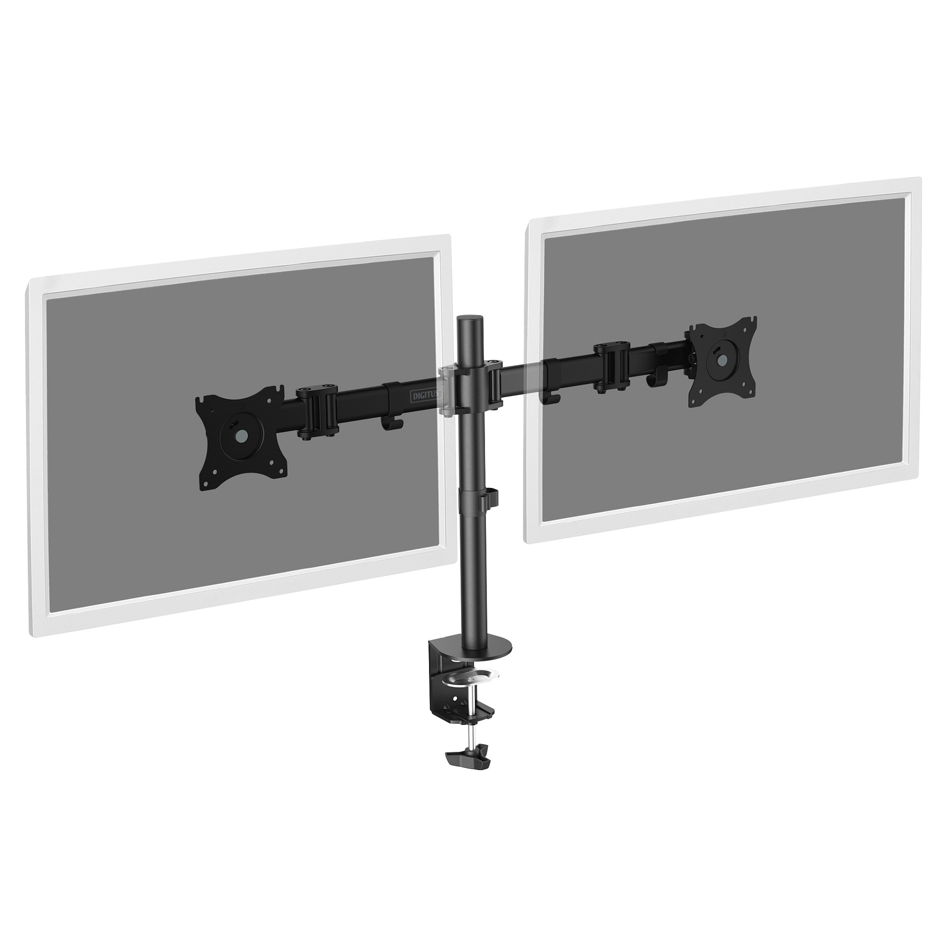 Mbajtëse për Monitor DIGITUS / 15″–27″ / deri në 16 kg / për 2 Monitorë / Lartësi të Rregullueshme - Zezë - 2