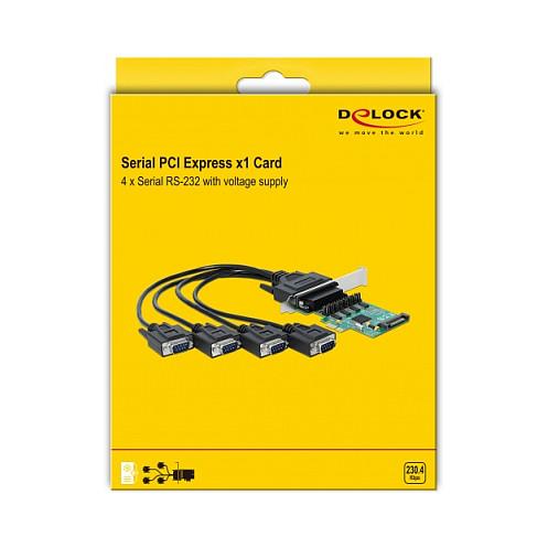 Kartë Zgjerimi PCI Express Delock 89938 / PCIe 1.1 x1 / 4x RS-232 DB9 / 460.8Kbps / WCH384L / Low Profile - 5