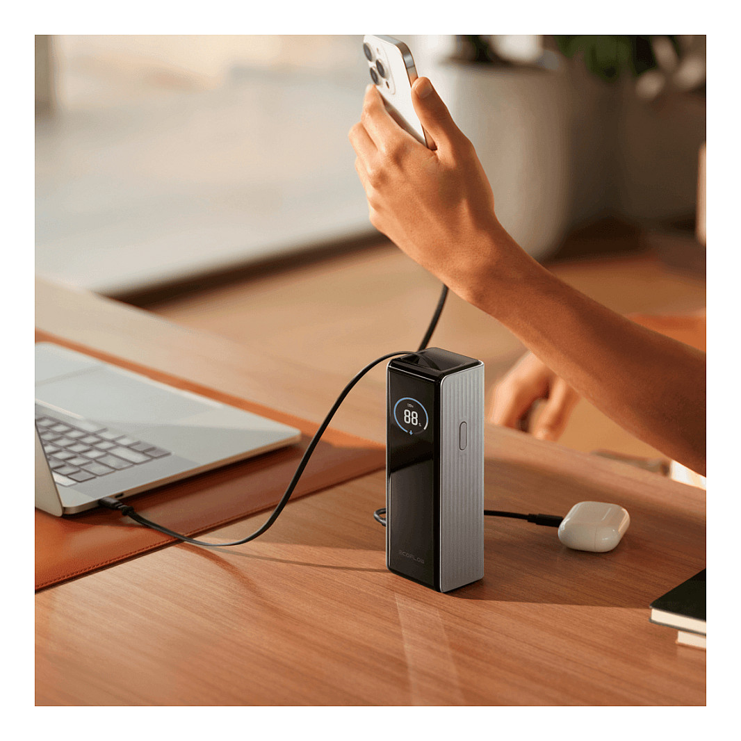Powerbank EcoFlow RAPID / 25000mAh / 170W / 2x USB-C + USB-A / Ekran TFT / Pa kabllo të integruar – Argjend - 2