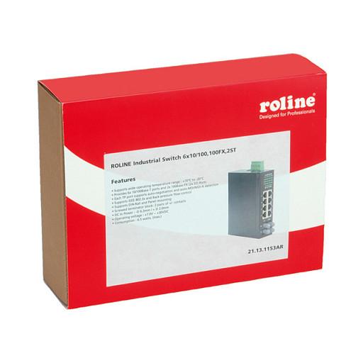 Switch Industrial ROLINE 21.13.1153, 6x Fast Ethernet RJ45, 2x Fast Ethernet ST Multimode, DIN-Rail - Zezë - 2