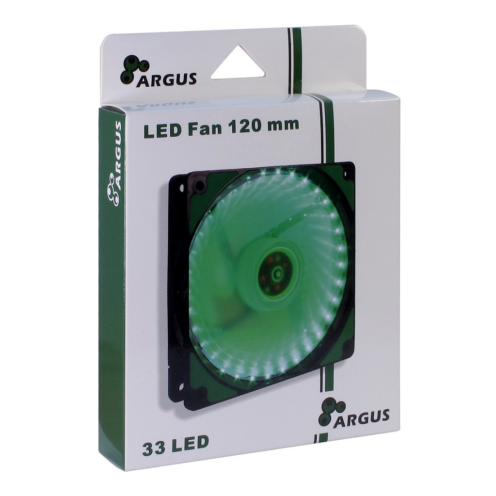 Ftohës për Kasë Inter-Tech Argus L-12025 GR / 120mm / 25mm / 1200 RPM / 33 LED / 3-Pin / Molex 4-Pin – Gjelbër - 4