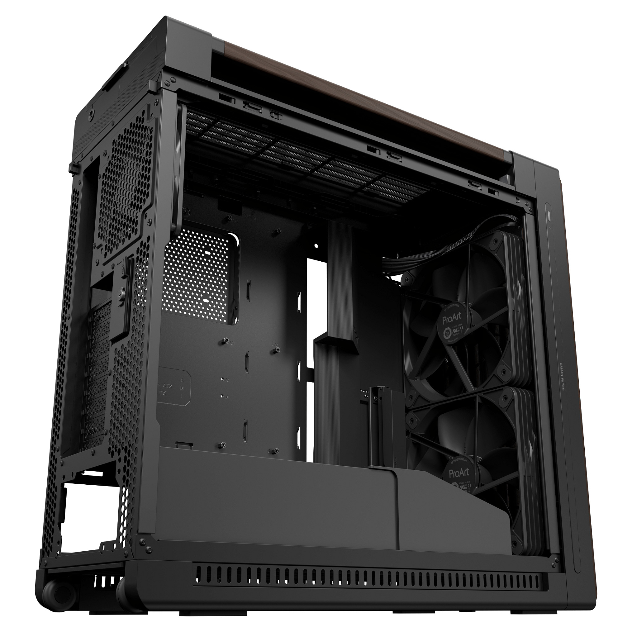 Kasë PC ASUS ProArt PA602 Wood Edition / Mid Tower / ATX / 2x 200mm Front + 1x 140mm Rear Fan / Wood Panel - Zezë - 16