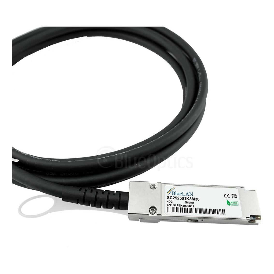 Kabllo DAC BlueOptics QSFP-40G-CU3M-BL, 40 Gbps, QSFP+ në QSFP+, 3 m - Zezë - 2