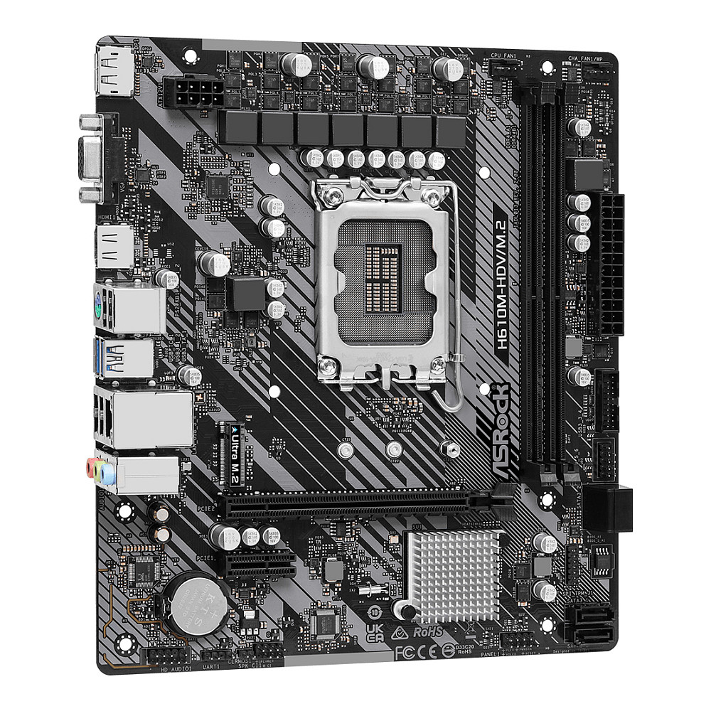 Pllakë Amë ASRock H610M-HDV/M.2 R2.0 / Intel LGA1700 / H610 / DDR4 / Micro ATX / M.2 / SATA III / Gigabit LAN - 4