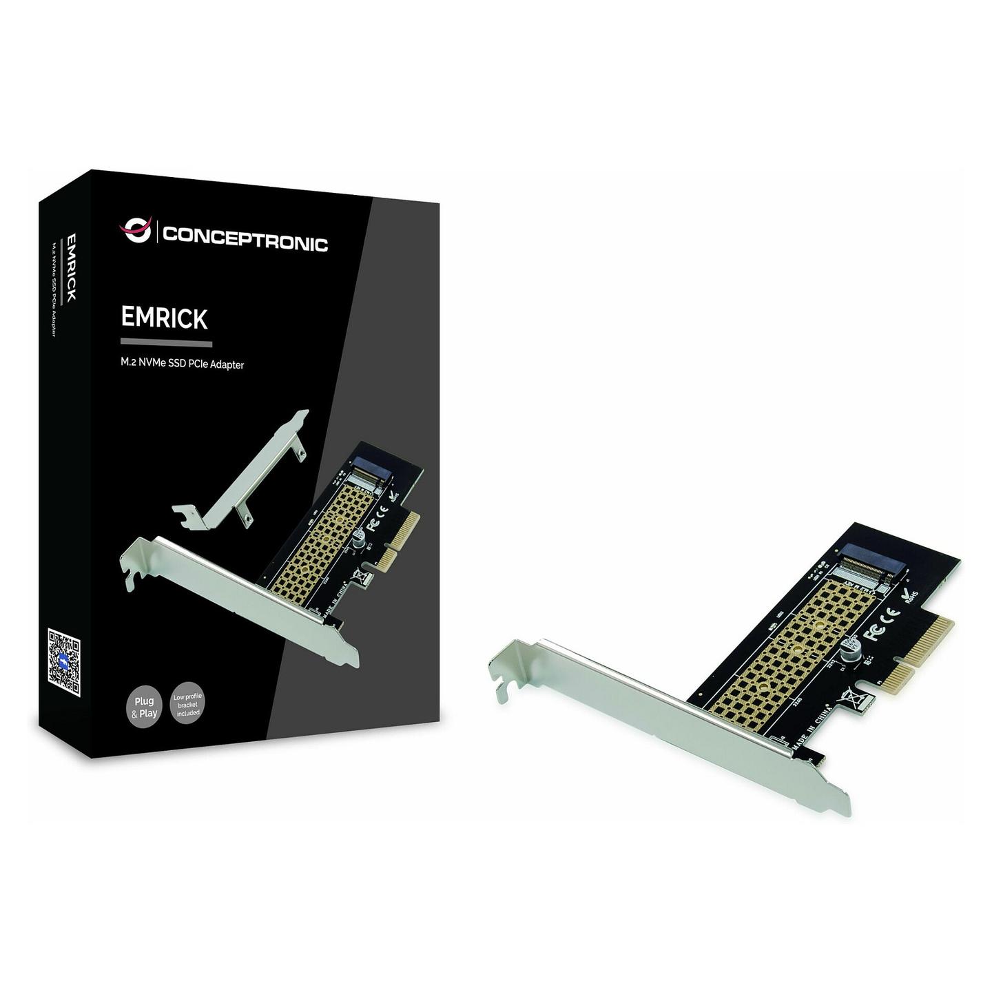Kartë Zgjerimi Conceptronic EMRICK05B, PCI Express 3.0 x4, 1x M.2 NVMe, M-Key + B+M-Key, 32Gbps, Heatsink Silikoni - Zezë - 3