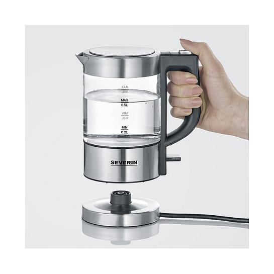 Çajnik Elektrik Severin WK 3472, 0.5L, 1000W, Xham, 360° – Argjend - 5