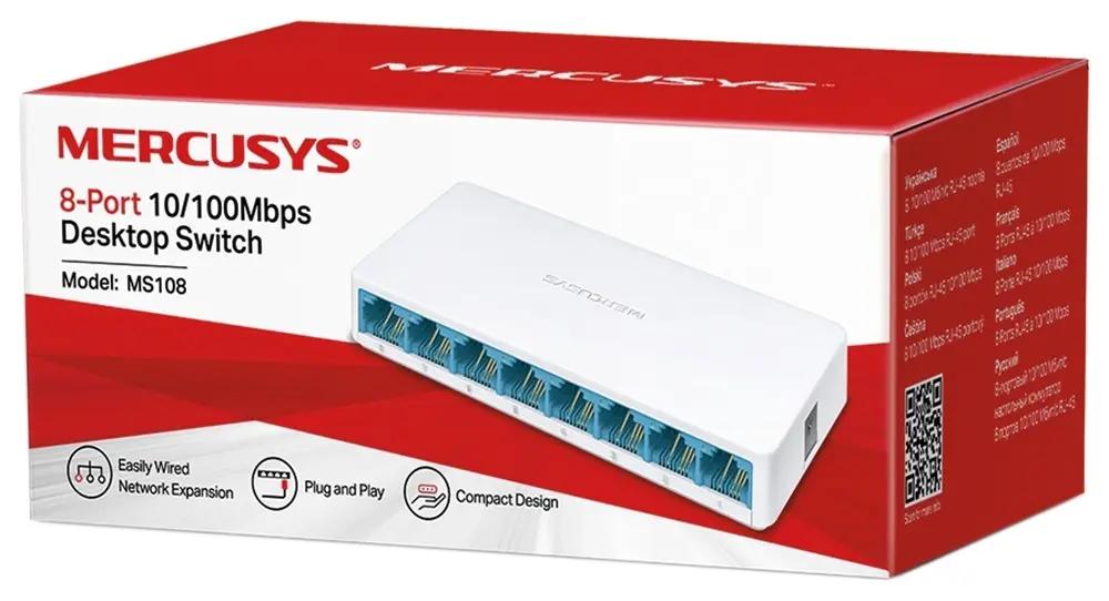 Switch Mercusys MS108 / 8-Porte 10/100Mbps / Desktop - Bardhë - 2