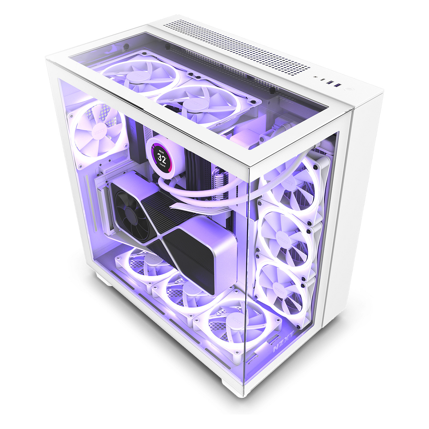 Kasë PC NZXT H9 Elite / Midi Tower / ATX / 3x 120mm RGB + 1x 120mm Fan / Tempered Glass - Bardhë - 2