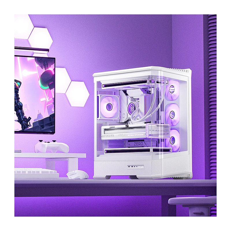 Kasë PC Jonsbo D400 / Midi Tower / ATX / Tempered Glass - Bardhë - 4