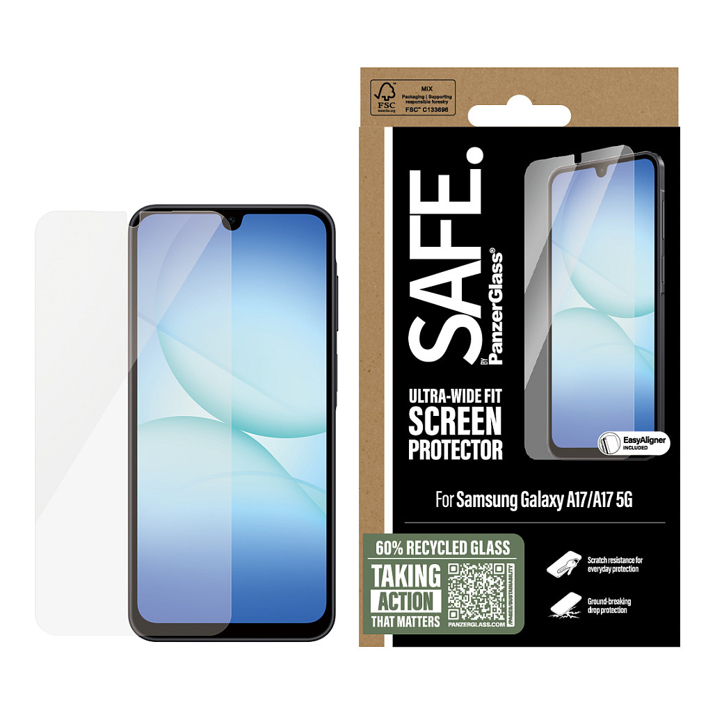 Mbrojtëse për ekran PanzerGlass SAFE. / Samsung Galaxy A17, A17 5G / Xham Tempered Glass Ultra-Wide Fit - Transparente - 2
