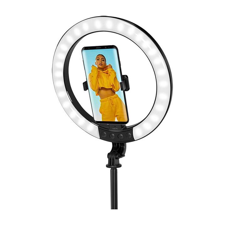 Ring Light LogiLink AA0156 / LED / Ø25 cm / 26 RGB / 8 Nivele Ndriçimi / Selfie Stick & Tripod – Zezë - 2
