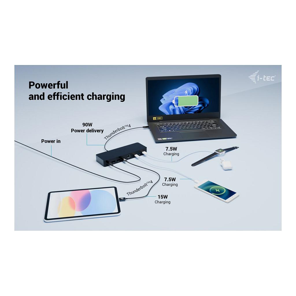 Docking Station i-tec TB4INTGDUAL4KDOCPD / 4x USB-A / 1x USB-C / 2x DisplayPort / Thunderbolt 4 / Gigabit Ethernet / 90W PD – Zezë - 12