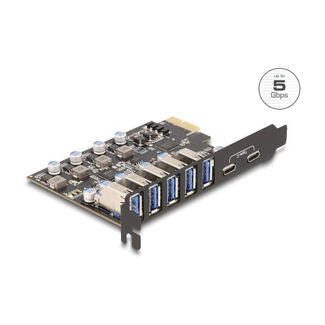 Kartë Zgjerimi Delock 90346, PCI Express 2.0 x1, 5x USB-A + 2x USB-C, 5Gbps, VIA VL817 + Fresco Logic FL1100 - 3