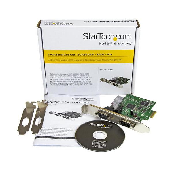 Kartë Zgjerimi StarTech.com PEX2S1050, PCI Express x1, 2x Serial RS-232 DB9, deri në 460.8Kbps, 16C1050 UART, Low Profile + Full Height - 5