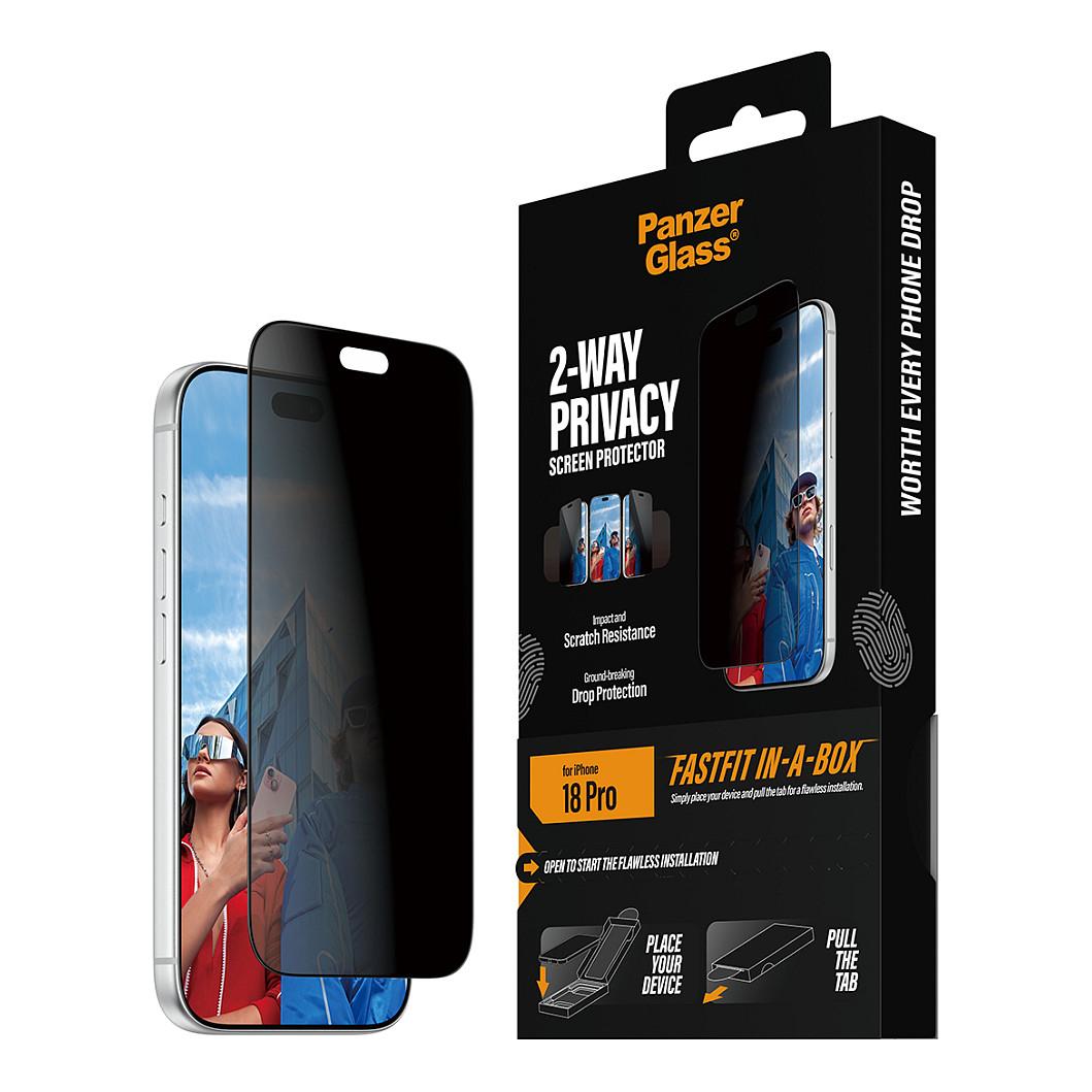 Mbrojtës Ekrani PanzerGlass 2-Way Privacy / iPhone 17, 16 Pro / Xham i Temperuar / Privacy 2-Kahësh / Ultra-Wide FastFit - Transparente - 7
