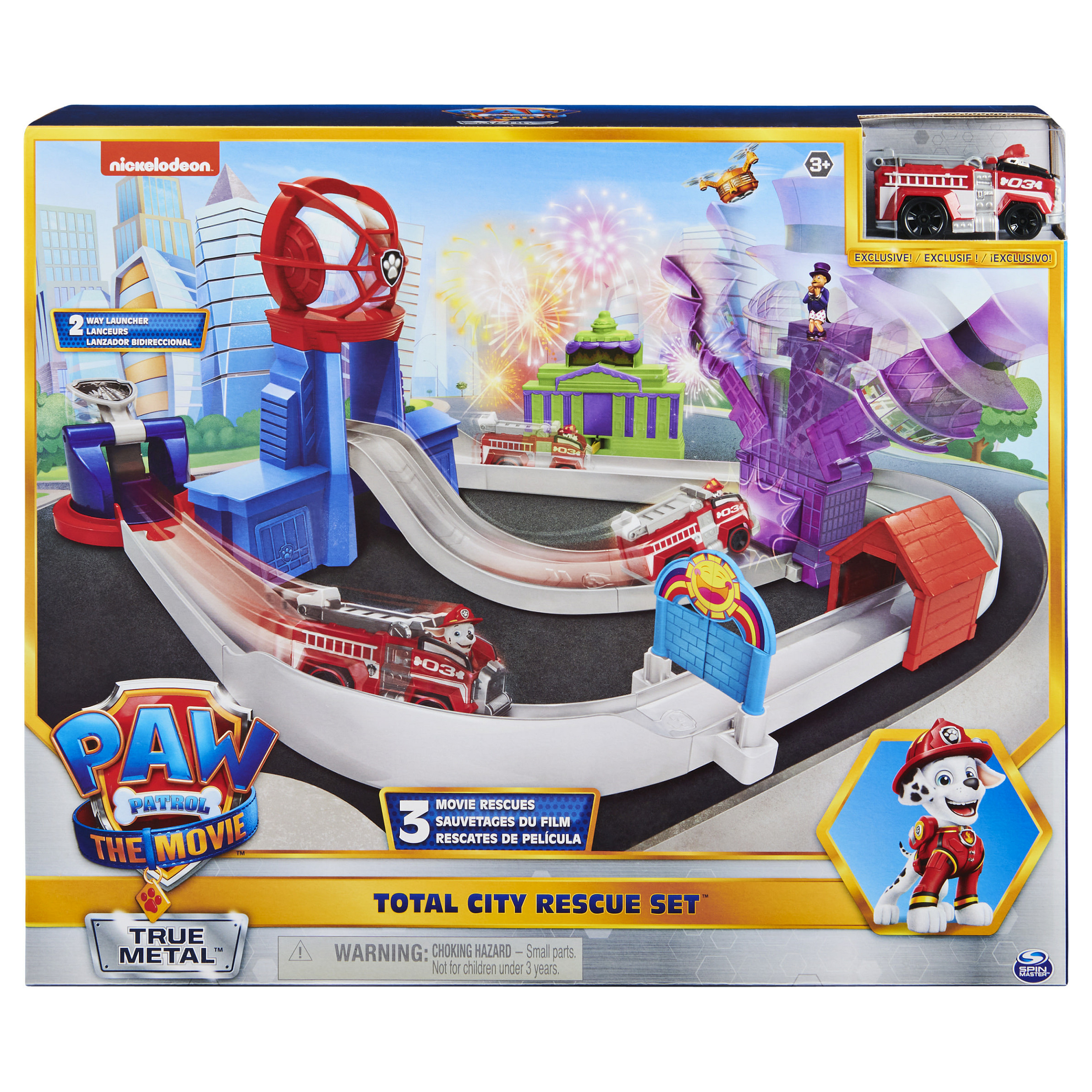 Lodra Spin Master PAW Patrol True Metal Total City Rescue Playset – Marshall / 1:55 Scale / 3 Rescue Scenes / Rotating Launcher - MIx - 2