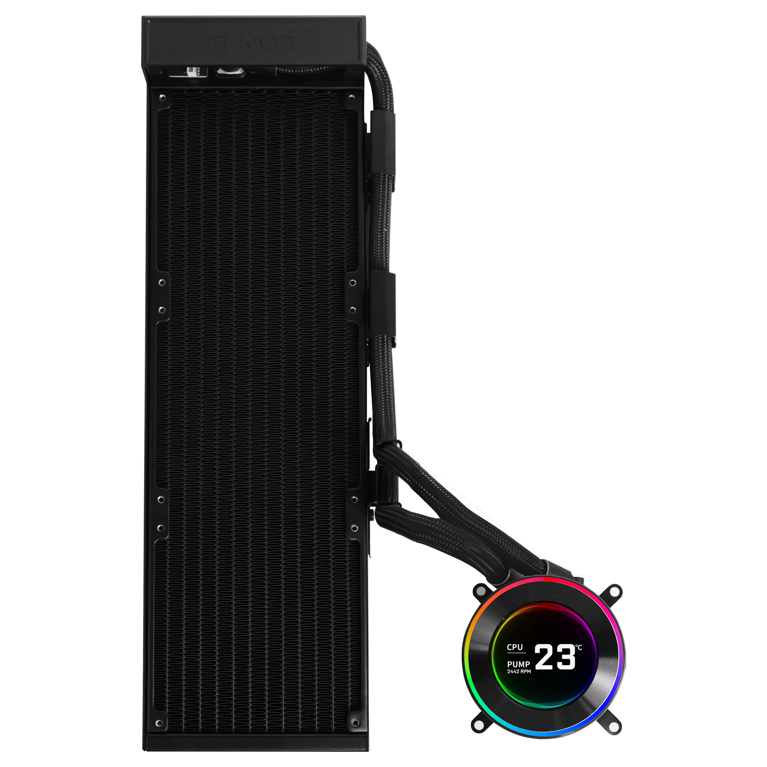 Ftohës për Procesor Lian Li HydroShift II LCD-C 360N / AIO / 360mm / Pa Ventilatorë / 2.1" IPS LCD / 400×122×22mm / LGA1700/1851 / AM4/AM5 – Zezë - 2