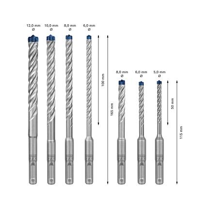 Set Svedrash Bosch Expert SDS plus-7X, 7 Copë, 5/6/6/8/8/10/12mm - Hiri - 3