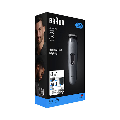 Makinë e rrojës Braun All-in-One Trimmer Series 3 AIO3540 / 8-in-1 / Ultra Sharp / 0.5–21mm / 14 Pozicione / 50 Min – Gri - 2