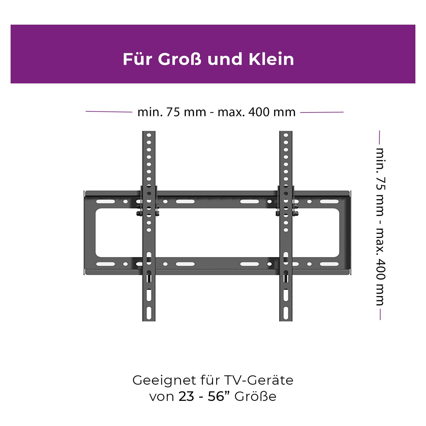 Mbajtëse për TV Ultron WM100 / 23"-56" / 30kg / VESA 75x75-400x400 / Inklinim 15° / Muri - Zezë - 4
