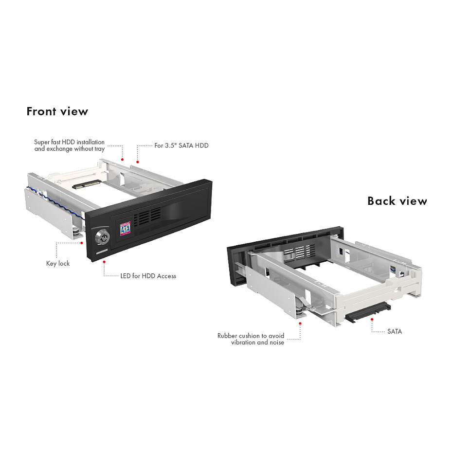 Aksesor për Disqe ICY BOX IB-168SK-B / 5.25" / Carrier Panel - Zezë - 6
