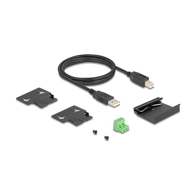 Hub USB Industrial DeLOCK 60687, 7x USB 2.0 Type-A, 480 Mbps, Mbrojtje ESD 15 kV, Montim në Shinë DIN – Zezë - 3