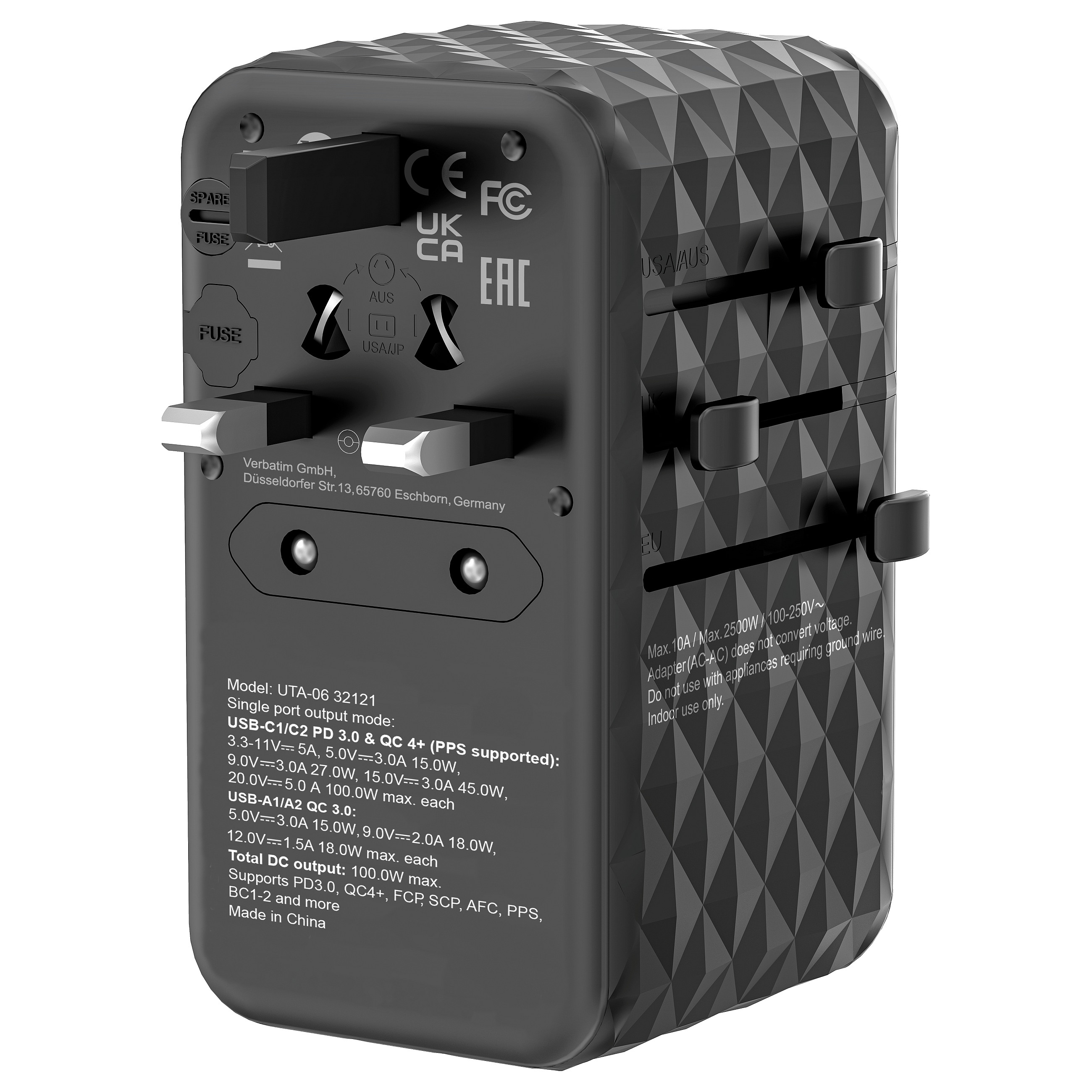 Adapter Verbatim / UTA-06 / 100W / Universal Travel Charger / GaN III - 12