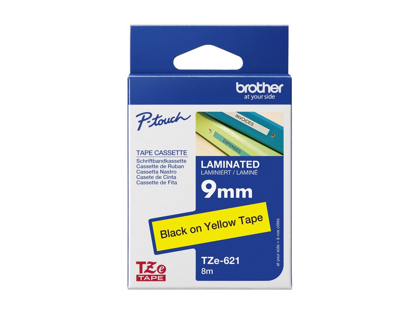 Shirit për Printer 3D Brother Colour Ribbon TZE-621 / TZE621 - Zezë mbi Verdhë