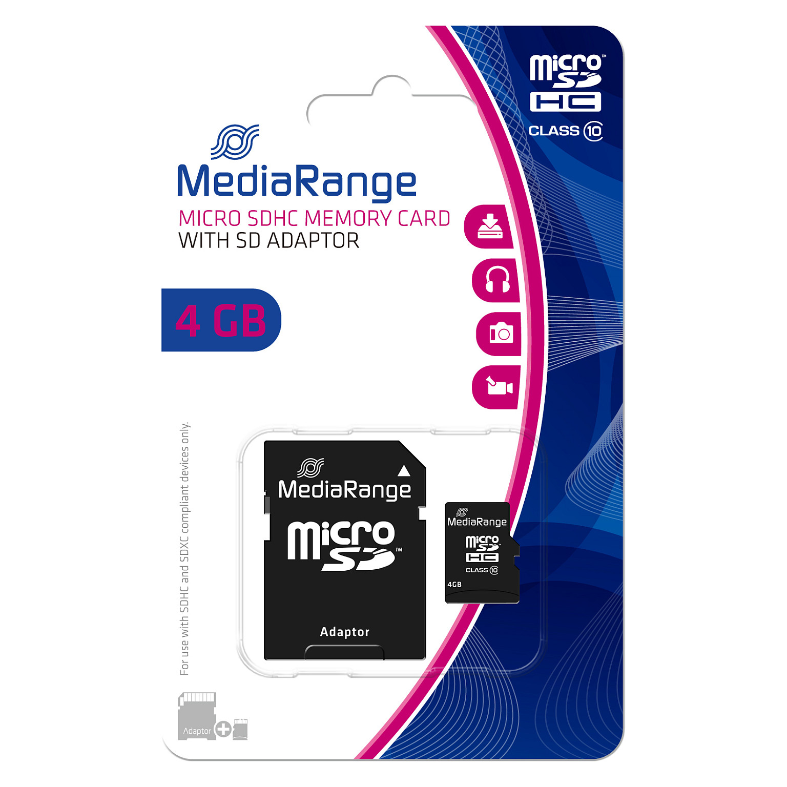 Kartë Memorie MicroSD MediaRange MR956 / 4GB / microSDHC / Class 10 - Zezë - 3