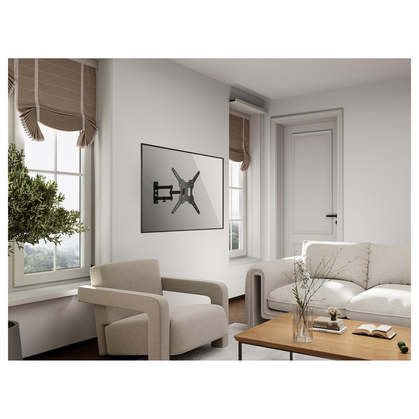 Mbajtëse Muri për TV Equip 650413 / 23"-55" / 30kg / Full Motion / Tilt -10° deri +3° / Swivel ±90° - Zezë - 13