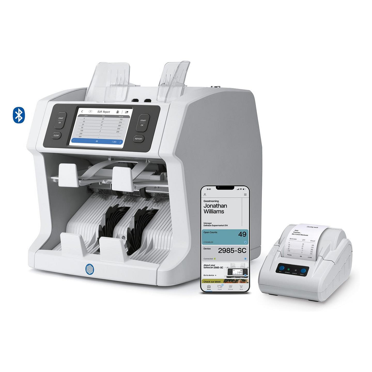 Numërues Bankënotash Safescan 2995-SC, 2 Ndarje, 1200 Bankënota/min, 11 Kontrolle - Gri - 9