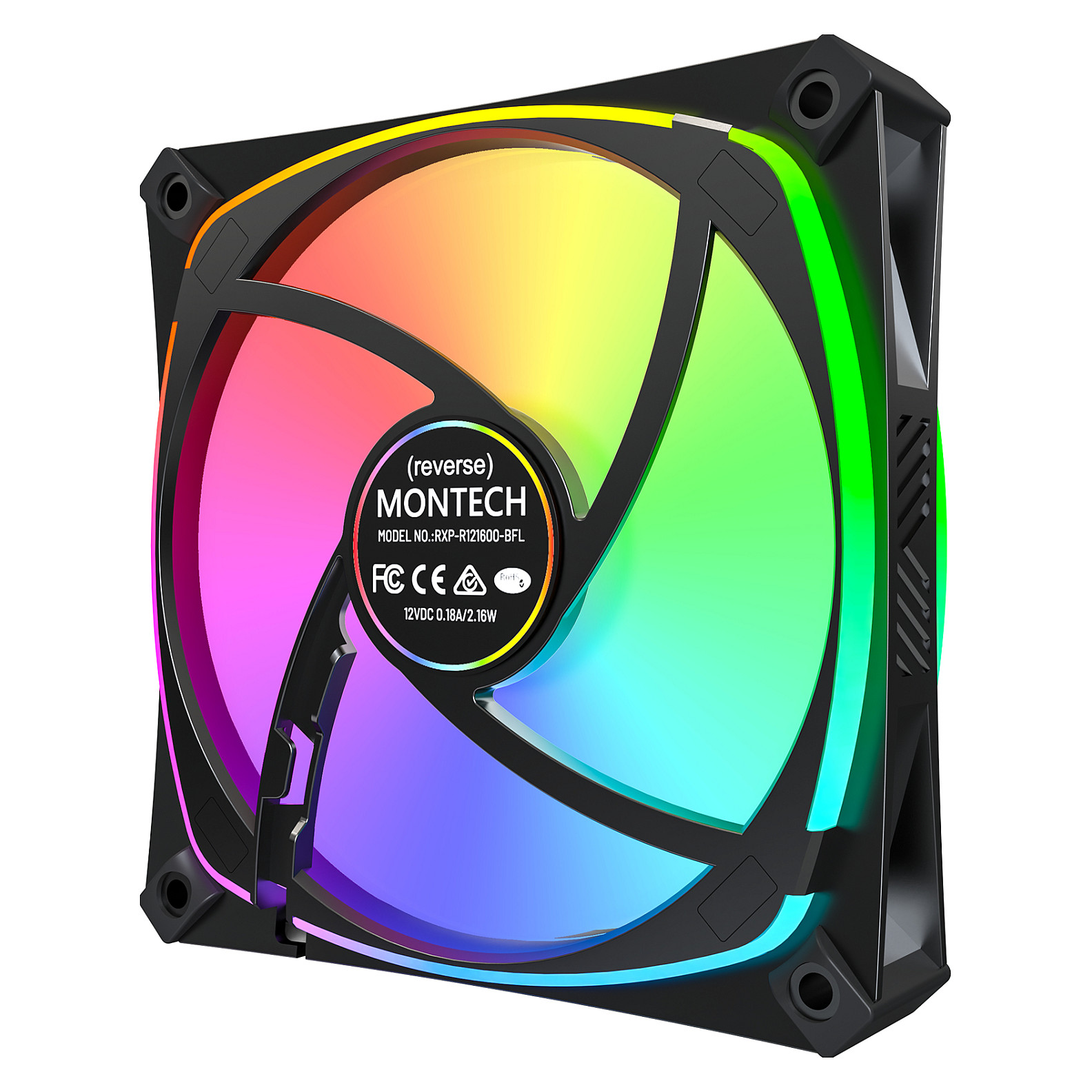 Ftohës për Kasë Montech RX120 PRO / 120mm / 600-1600 RPM / ARGB / PWM / Reverse / 3-Pack – Zezë - 7