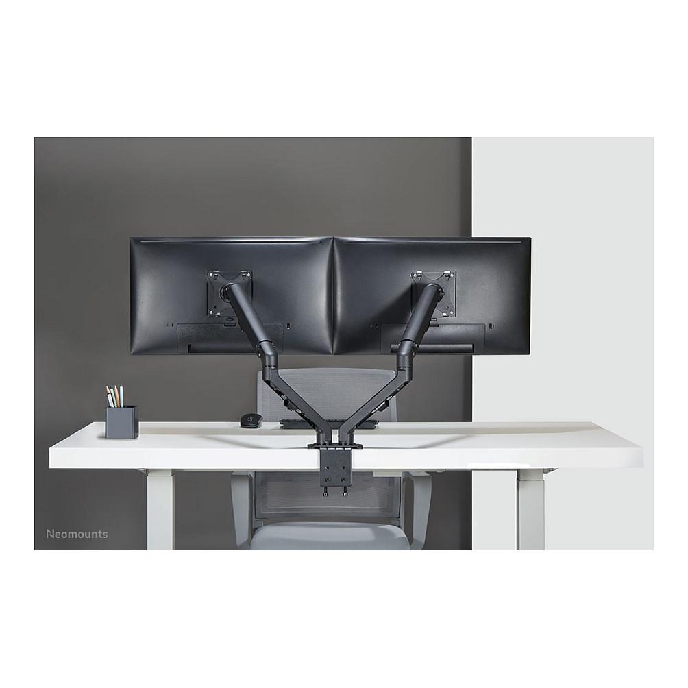 Mbajtëse për Monitor Neomounts FPMA-D650DBLACK / 2 Monitorë / 17"-27" / 7kg për Monitor / Coil Spring / Clamp-Grommet / Tilt +90° deri -45° / Swivel 180° / Rotacion 360° - Zezë - 17