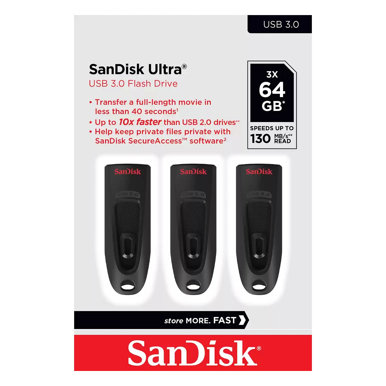 USB Flash Drive SanDisk Ultra / 64GB / USB Type-A / USB 3.2 Gen 1 / 3 Copë - Zezë - 4