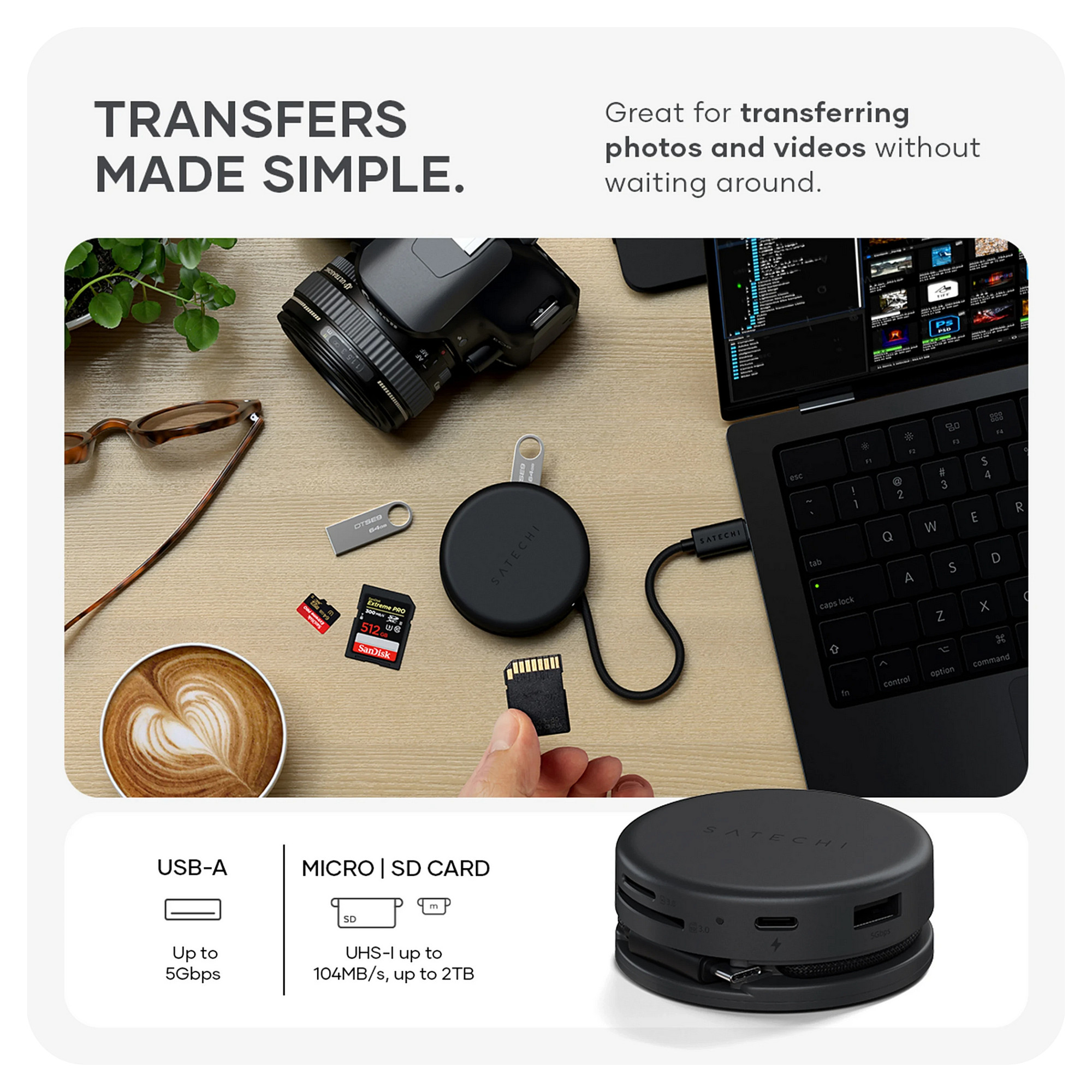 Hub Satechi OntheGo ST-POTG7C / 2x USB-A / HDMI 4K 60Hz / Gigabit Ethernet / SD & MicroSD / USB-C PD 100W – Zezë - 5