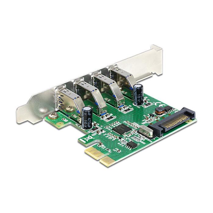 Kartë Zgjerimi PCI Express Delock 89360 / PCIe 2.0 x1 / 4x USB Type-A 5Gbps / Renesas / Low Profile