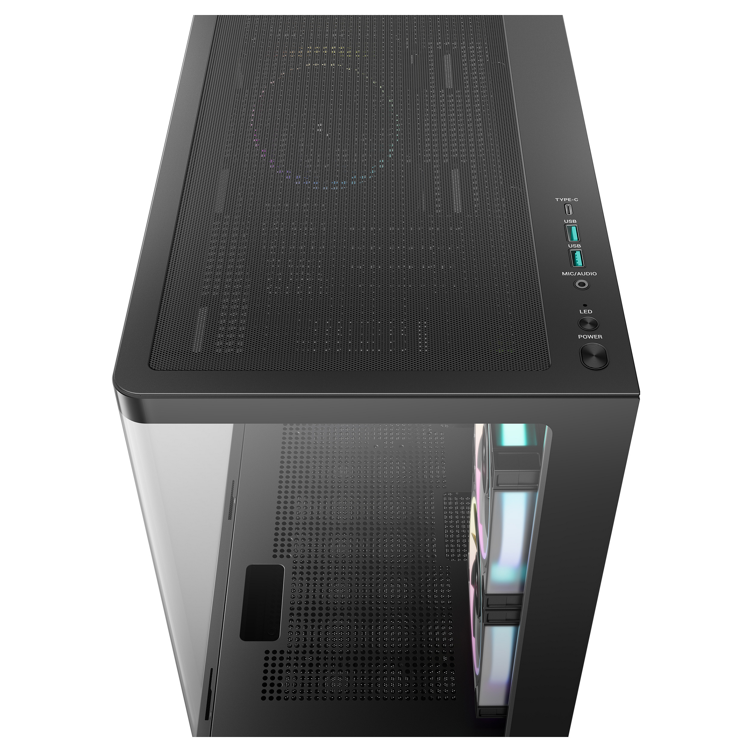 Kasë PC DeepCool CG380U 3F / Mini Tower / Micro-ATX + Mini-ITX / 2x 120mm + 1x 120mm ARGB Fan / Tempered Glass - Zezë - 5