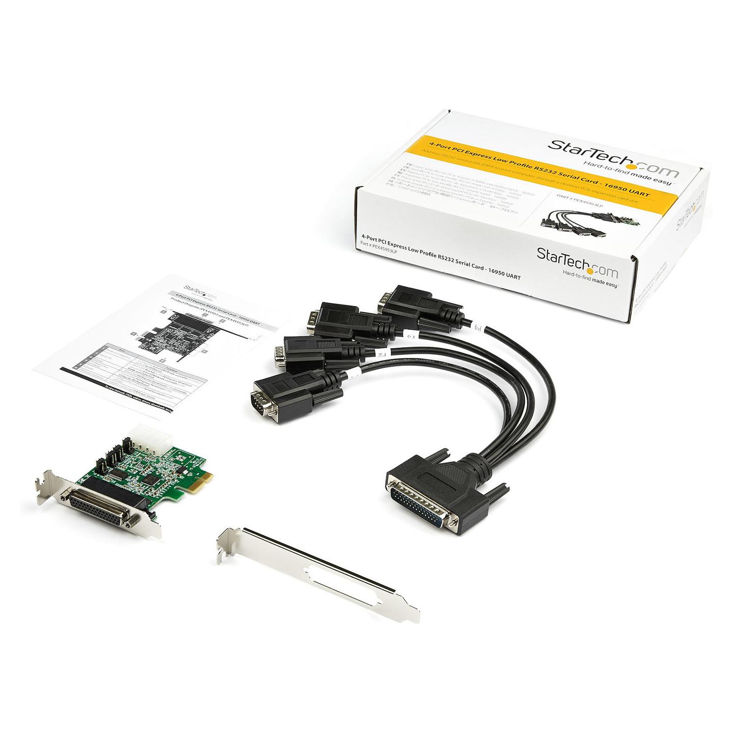 Kartë Zgjerimi StarTech.com PEX4S953LP, PCI Express x1, 4x Serial RS-232 DB9, deri në 921.6Kbps, ASIX AX99100A, UART 16950, Low Profile + Full Height - 7