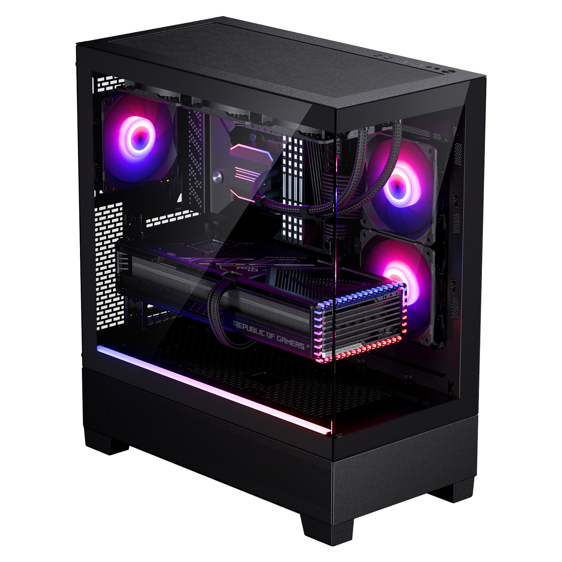 Kasë Phanteks XT View / Midi Tower / E-ATX / 3x 120mm D-RGB Fan / Tempered Glass x2 - Zezë - 10